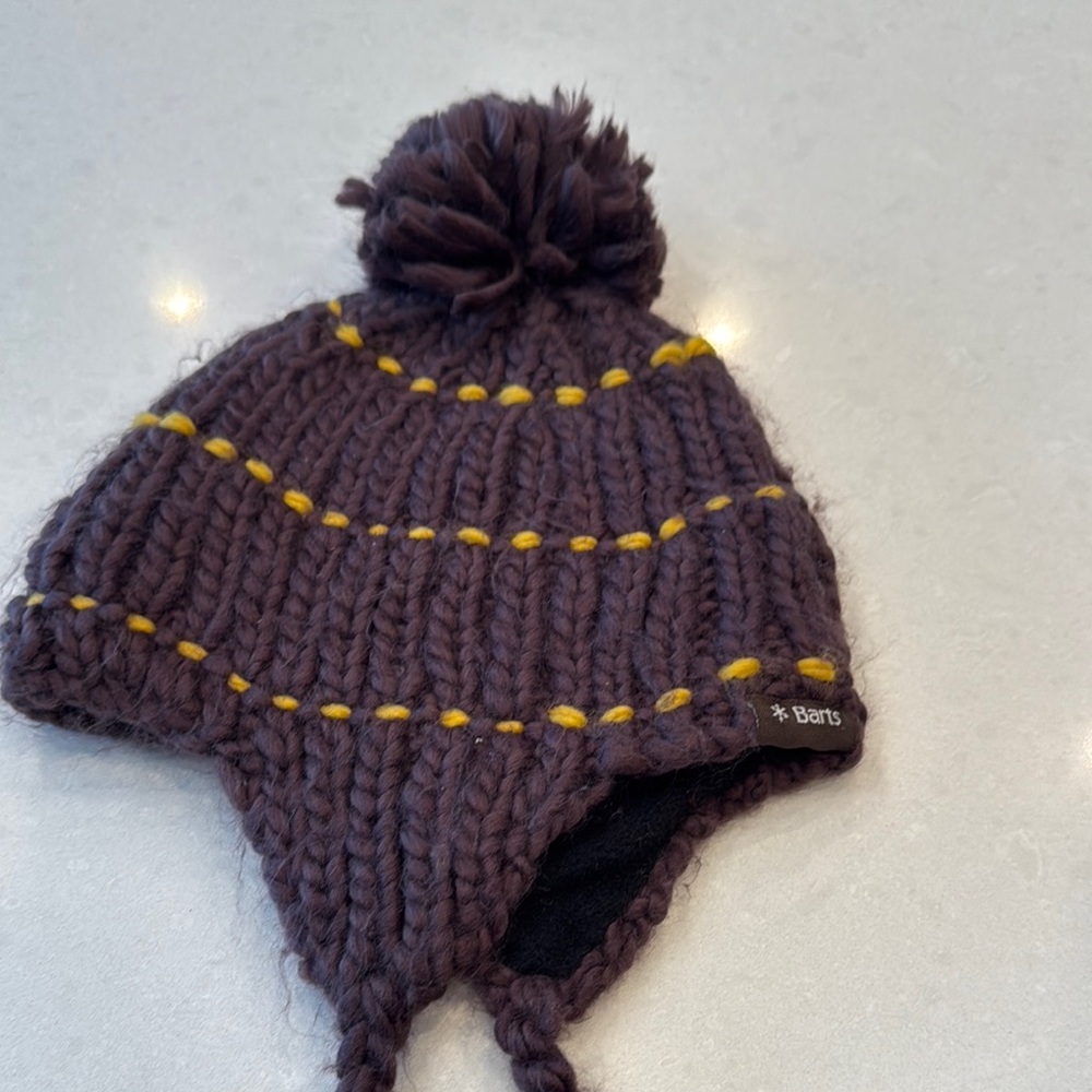 Barts Chocolate and Mustard Knit Hat